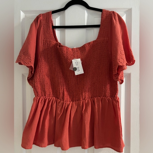 Kismet Tops - BNWT TERRACITTA COLOURED SMOCKED TOP BY KISMET SIZE XL